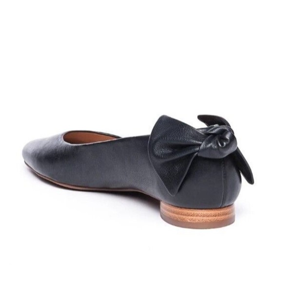 🩰 Anthropologie Bernardo Eloise Ballet Flats sz‎ 11 M Black Leather Heel Bows - Picture 5 of 9